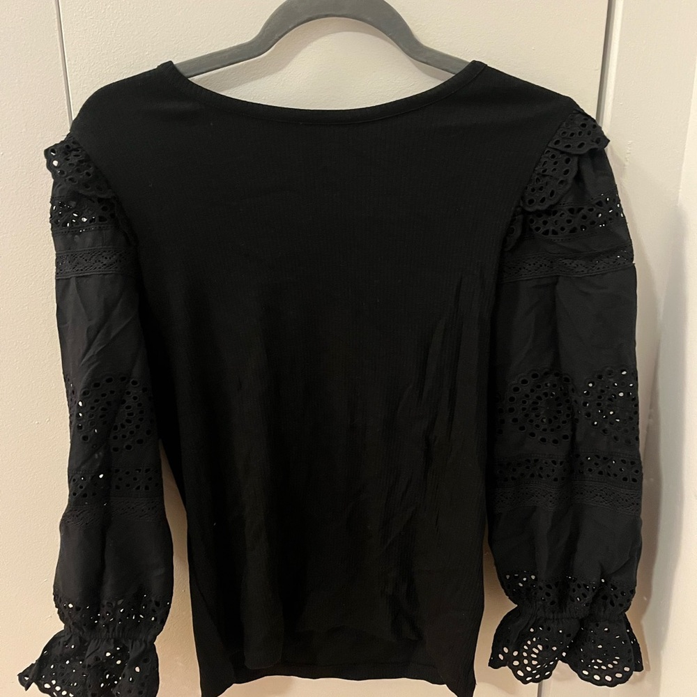 NWT Elegant Black Lace Sleeve Women's Top